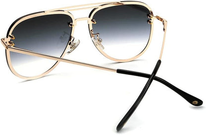 Premium Rimless Oversized Aviator Sunglasses for Women, Polarized PC Lens UV Protection Women’s Shade VF2203