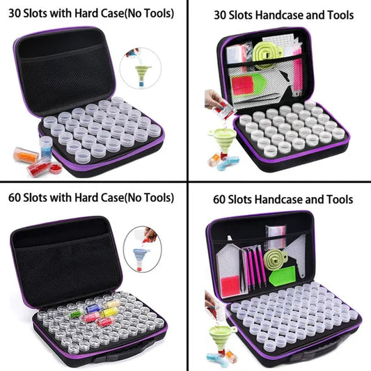 ARTDOT Diamond Painting Storage Containers, 30/60 Slots Diamond Painting Accessories Shockproof Jars for Jewelry Beads Rings Charms Glitter Rhinestones