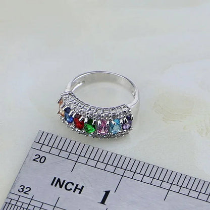 Multicolor 925 Silver Jewelry Set Mystic Topaz Jewelry Sets For Women Necklace/Earrings/Bracelet/Pendant/Ring 4PCS