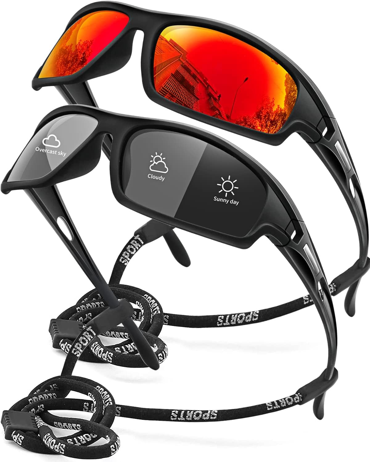Polarized Sports Sunglasses for Men 100% UV Protection Wrap Around Unbreakable Sun Glasses for Fishing Driving
