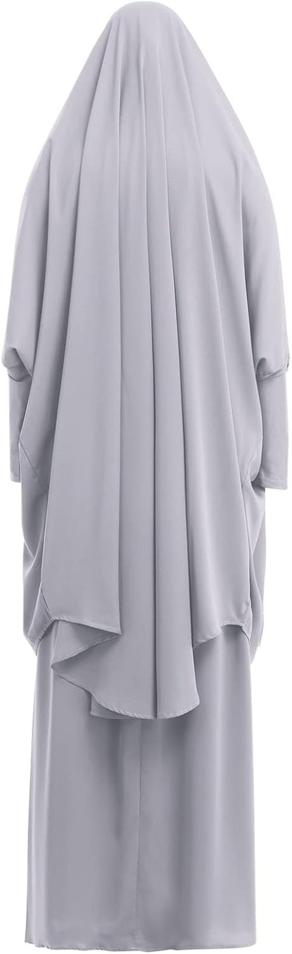 Prayer Clothes for Muslim Women Islamic Abaya Suit Maxi Skirt + Khimar Hijab 2Pcss Burka Jilbab Kaftan