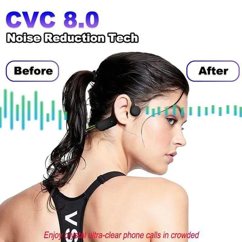 Open Ear Bone Conduction Bluetooth Headphones Waterproof Stereo Wireless Headset with Microphone for Driving Working Running Cycling