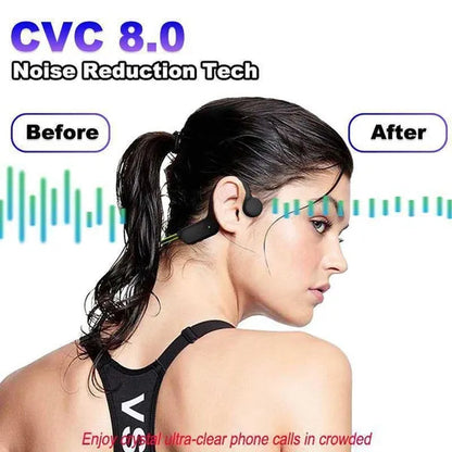 Open Ear Bone Conduction Bluetooth Headphones Waterproof Stereo Wireless Headset with Microphone for Driving Working Running Cycling