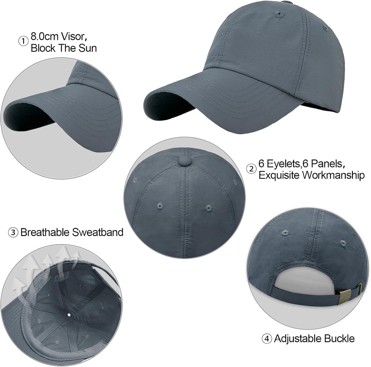 Men Quick Dry Sport Baseball Cap, Men'S Athletic Fitted Cap, Adjustable anti UV Outdoor Sun Hat