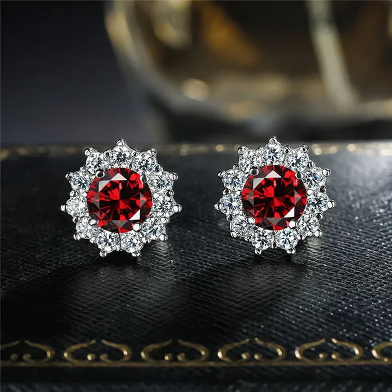 2022 8mm(2.0ct)  Moissanites Diamond Ear Studs 925 Silver Six Star Snowflake  Pink Gift Box Packing Round Brilliant Cut 8mm(2.0ct) D Color Jewelry with Certification