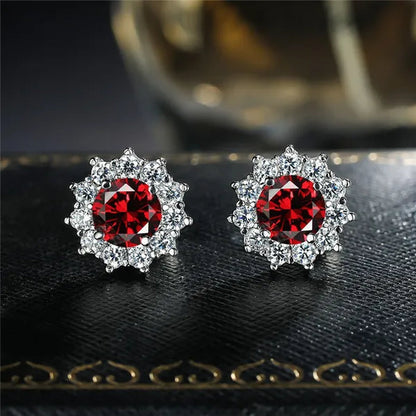 2022 8mm(2.0ct)  Moissanites Diamond Ear Studs 925 Silver Six Star Snowflake  Pink Gift Box Packing Round Brilliant Cut 8mm(2.0ct) D Color Jewelry with Certification
