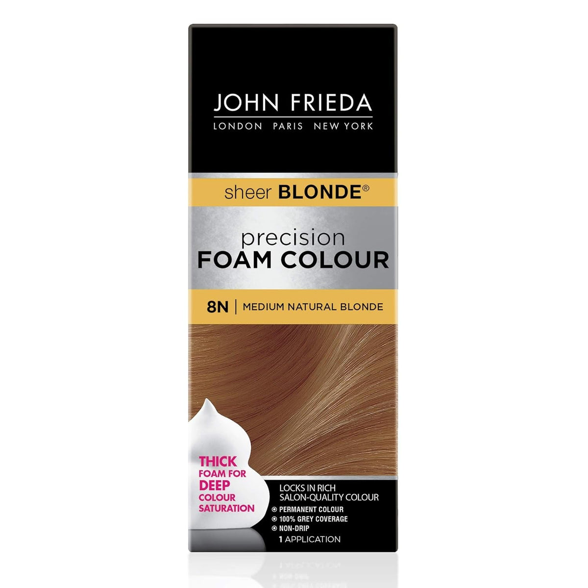 Precision Foam Colour, Medium Natural Blonde 8N, Full-Coverage Hair Color Kit, Anti-Fade Gray Coverage, Deep Color Saturation Hair Dye, 1 Application