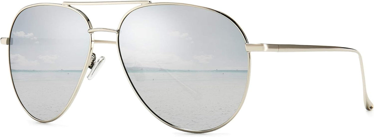Women's Lightweight Oversized Aviator Sunglasses - Mirrored Polarized Lens