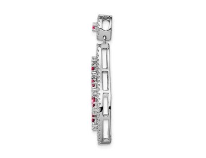 2/5 Carat (ctw) Baguette Ruby Pendant Necklace in 14K White Gold with Diamonds and Chain