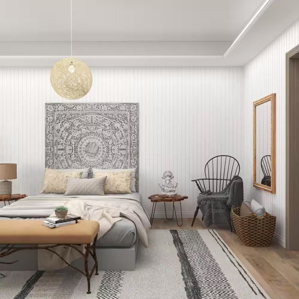Silver Polystone Meditating Ganesh Sculpture with Engraved Carvings and Relief Detailing