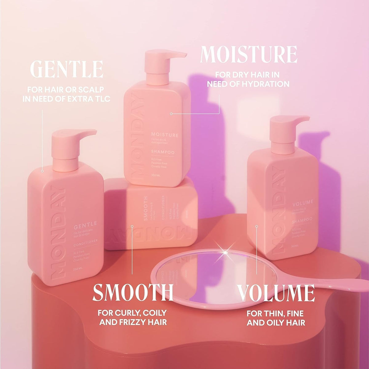 Volume Shampoo 12Oz for Thin, Fine, and Oily Hair, Made from Coconut Oil, Ginger Extract, & Vitamin E, 100% Recyclable Bottles (354Ml), Pink (10428)