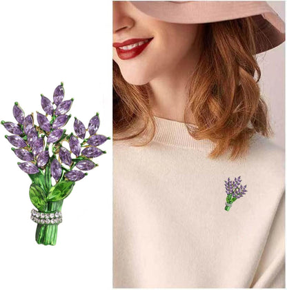 Lavender Flower Brooch Crystal Rhinestone Tulip Brooch Elegant Accessories Jewelry Women Brooches and Pins Fashion Jewelry Wedding Flowers Lapel Pin