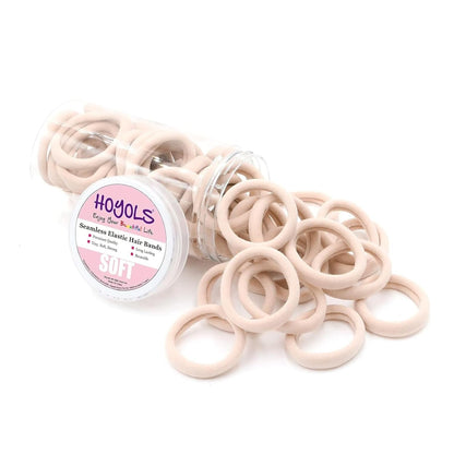 Soft Large Seamless Hair Ties, Gentle Stretch Nylon Ponytail Holder Bands for Thick Heavy Curly Hair, No Slip No Damage Scrunchies Headbands 100 Pcs (Light Blonde)