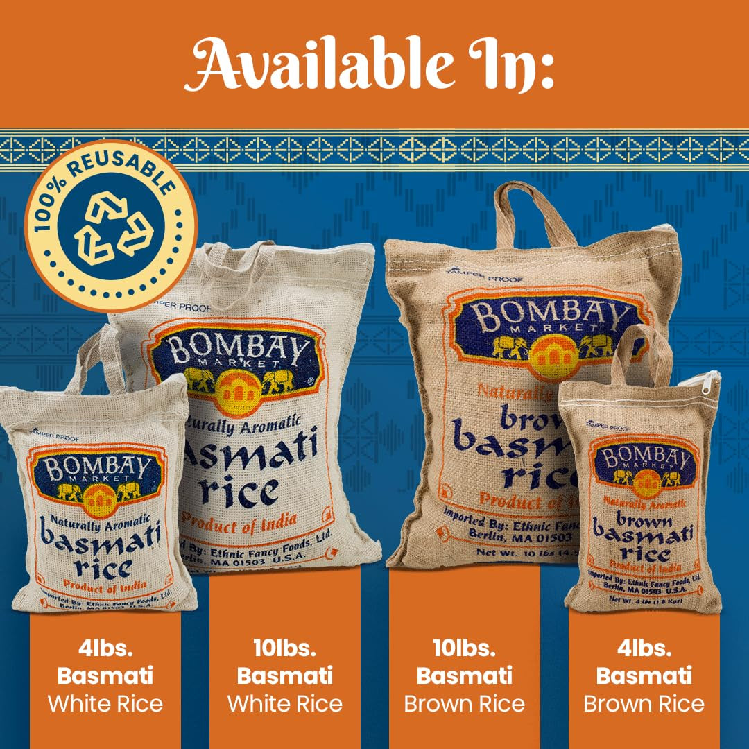 White Basmati Rice - Aromatic & Nutty Flavor Basmati Rice - Long Grain Rice Basmati (4 Pound Bag)