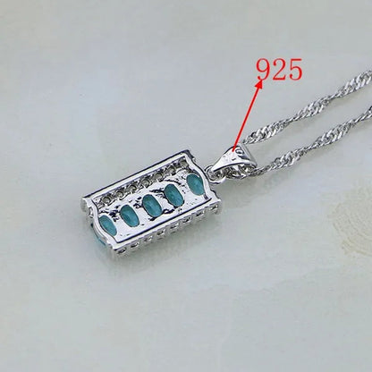 925 Silver Jewelry Set Classic Sky Blue White Topaz For Women Wedding Earring/Pendant/Necklace/Bracelet/Ring 4PCS