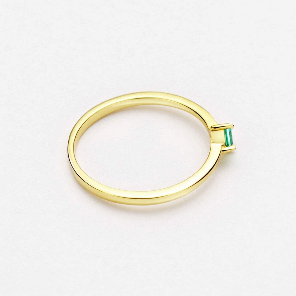 18K Gold Emerald Rings Simple Square Cut Dainty Delicate Rings Fine Jewelry for Women