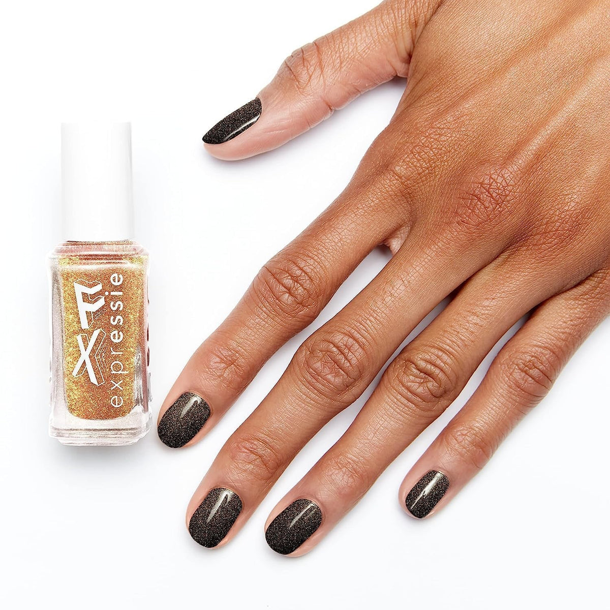expr™ nail polish, 24k FX Top Coat, Expr FX collection, gold glitter shimmer, 8-free vegan gold glitter, 8-free vegan 0.33 fl oz