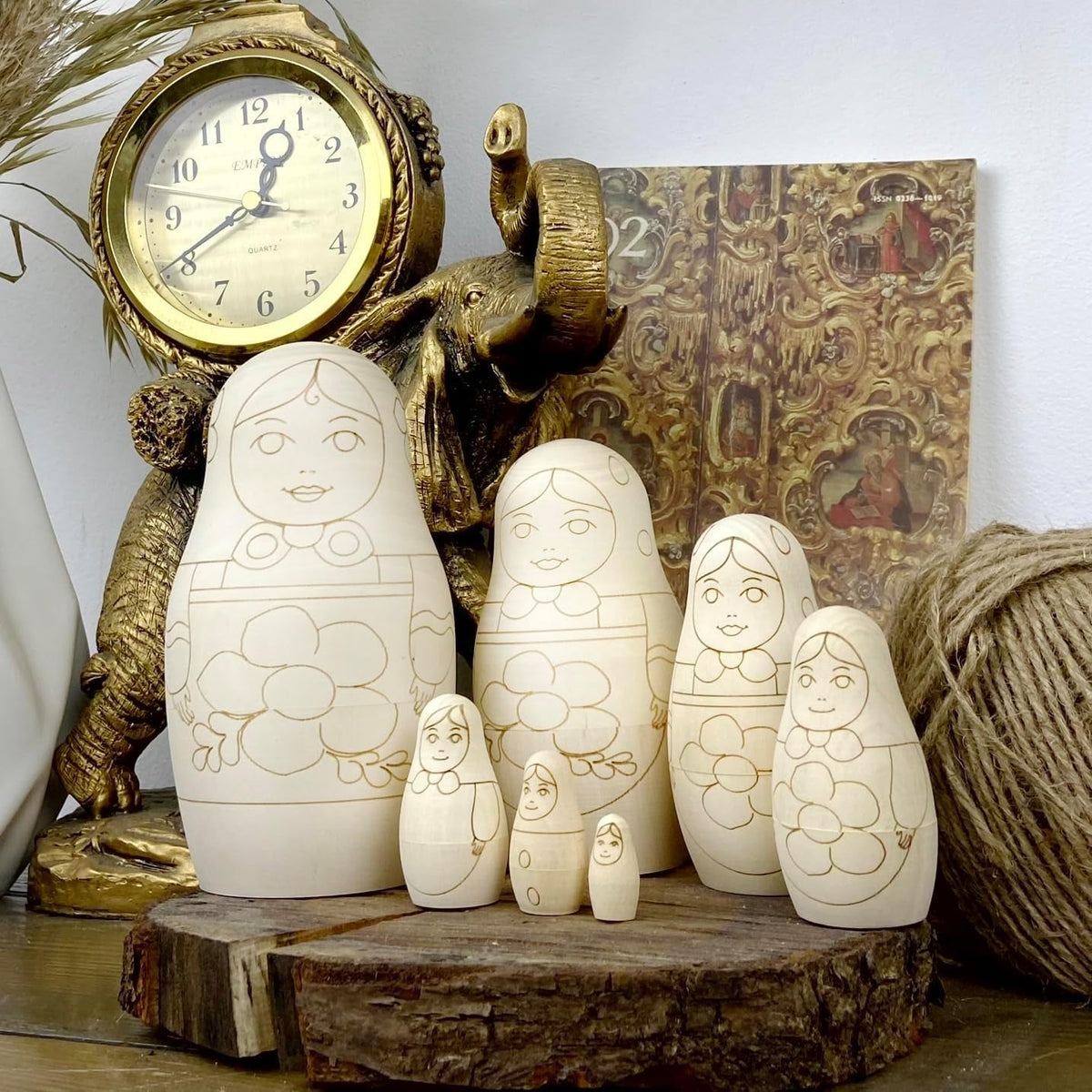 Unfinished Nesting Dolls Blank Set of 7 Pcs - Wooden Crafts to Paint Your Own Matryoshka - Blank Russian Nesting Dolls Unpainted - Russian Dolls Blank
