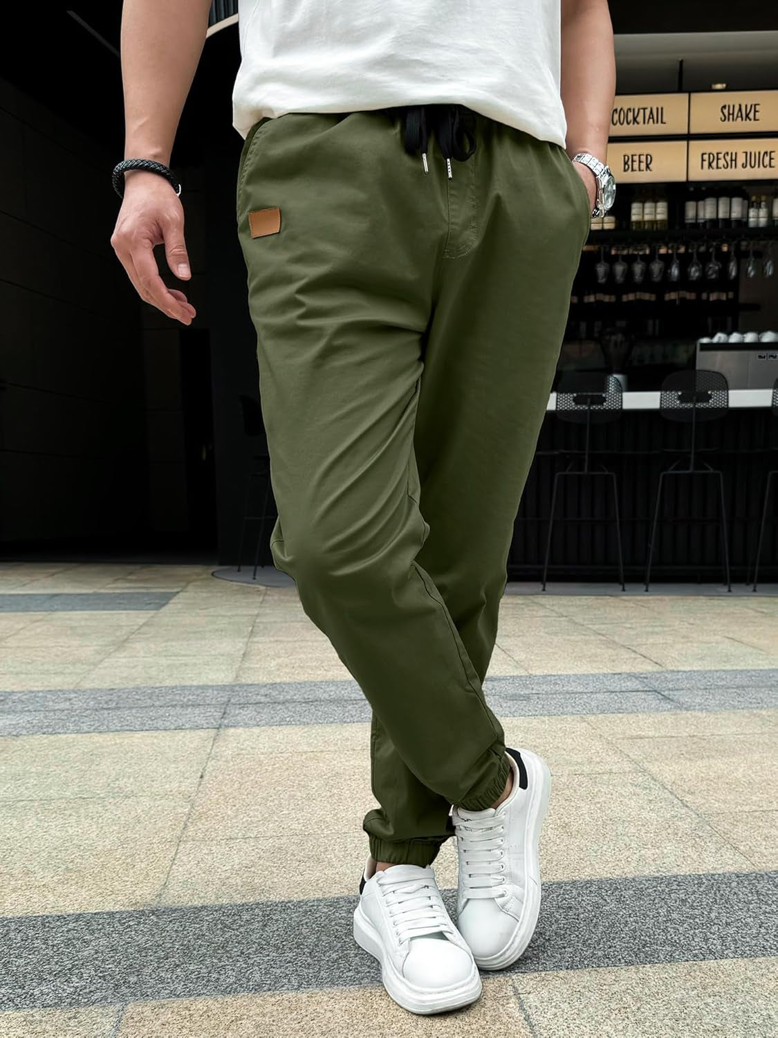 Joggers for Men Cotton Drawstring Chino Cargo Pants Hiking Outdoor Twill Track Jogger Sweatpants