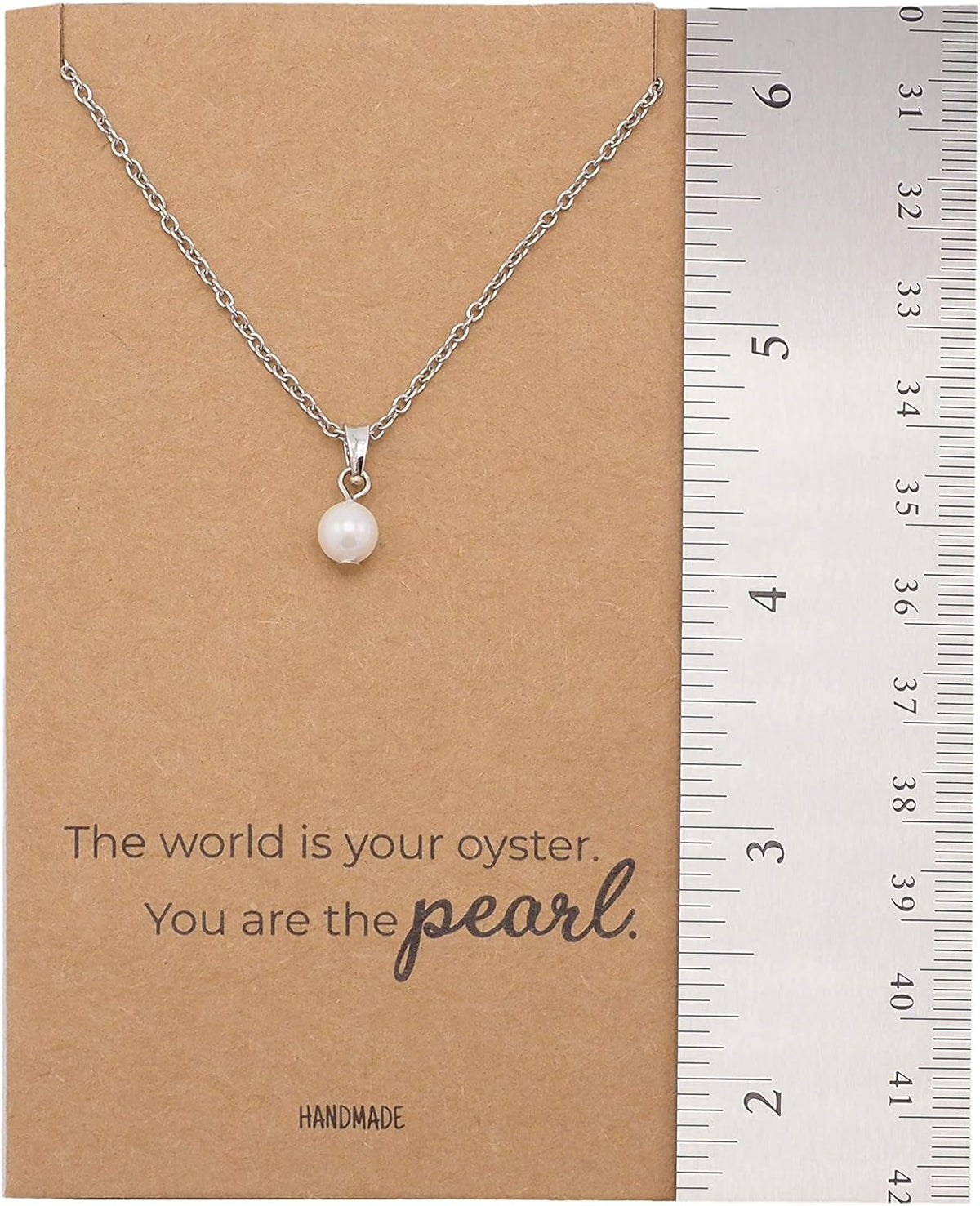 Pearl Pendant Necklace, Beach Themed Charm Mother'S Day Gifts with Inspirational Greeting Card, Stainless Steel Adjustable Chain 16" to 18"