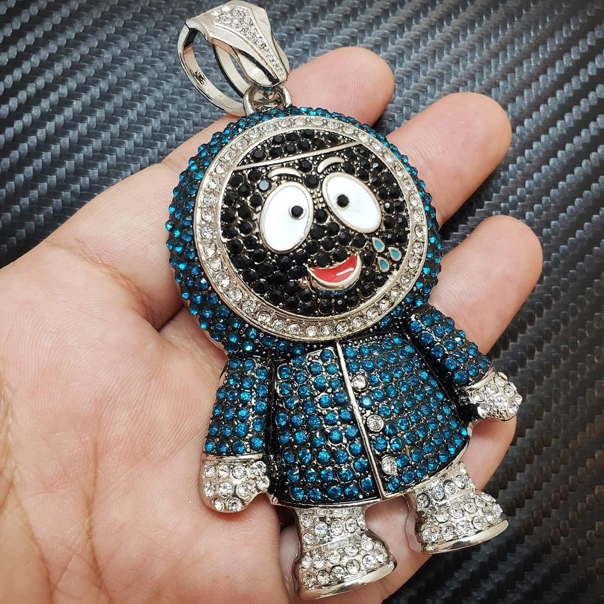 Hip Hop Iced Large BRICK SQUAD ESKIMO Pendant & 18" 1 ROW Tennis Choker Chain Necklace