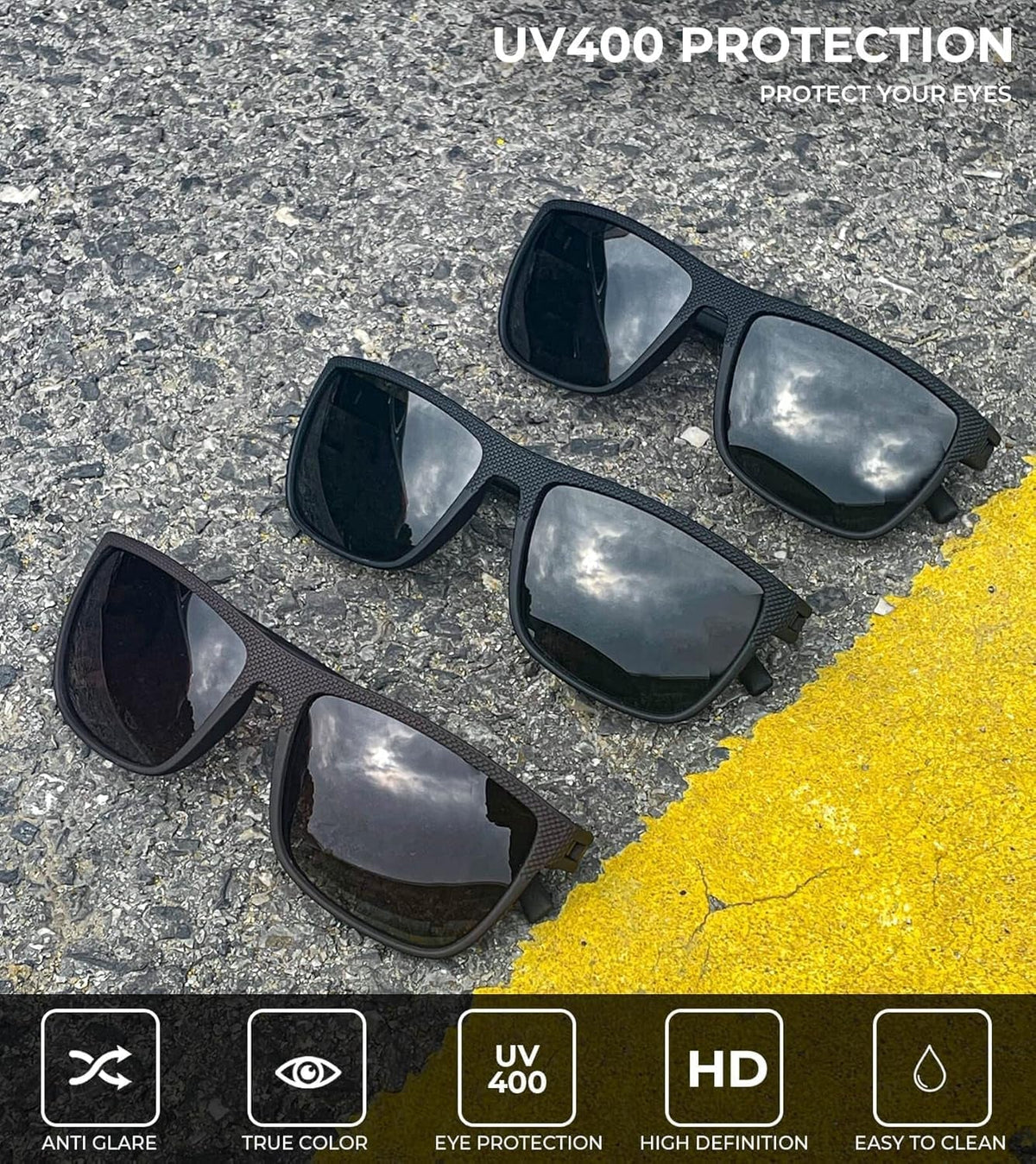 Polarized Sunglasses for Men, Lightweight Sun Glasses with UV Protection for Driving Fishing Golf