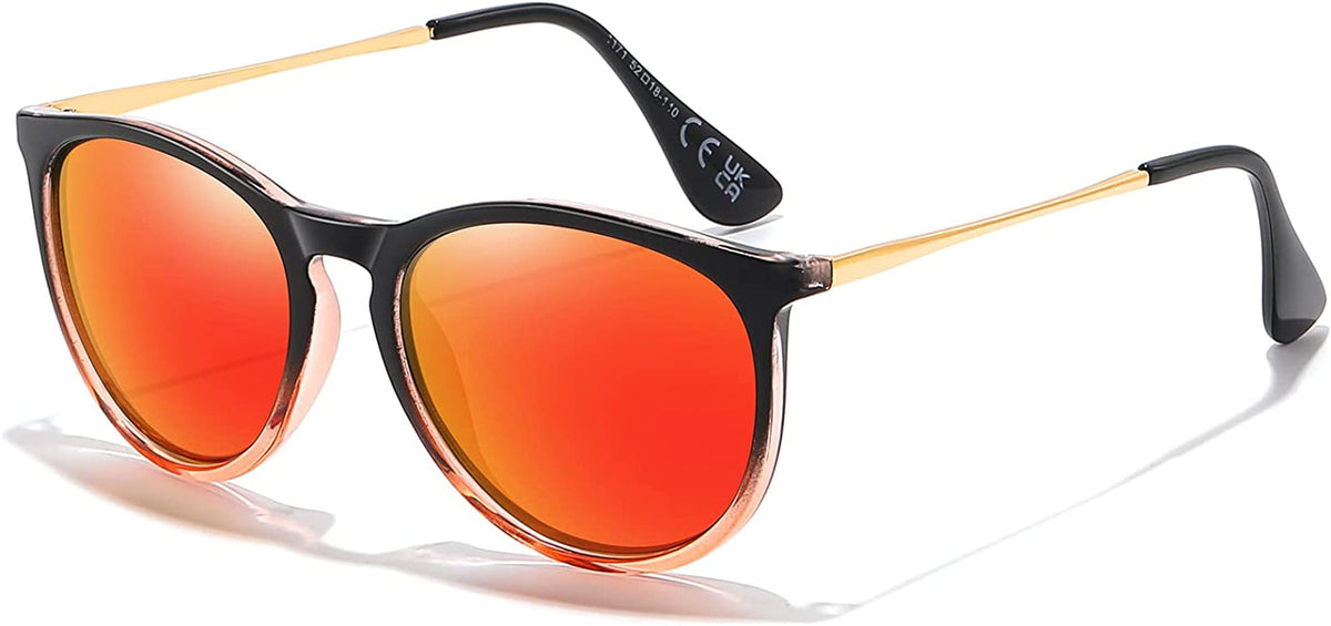 Sunglasses Womens Men Polarized UV Protection Trendy Vintage Retro Round Mirrored Lens Sunglasses For Women