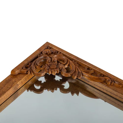 28 In. W X 67 In. H Classic Arch-Top Wood Framed Brown Full-Length Floor Mirror