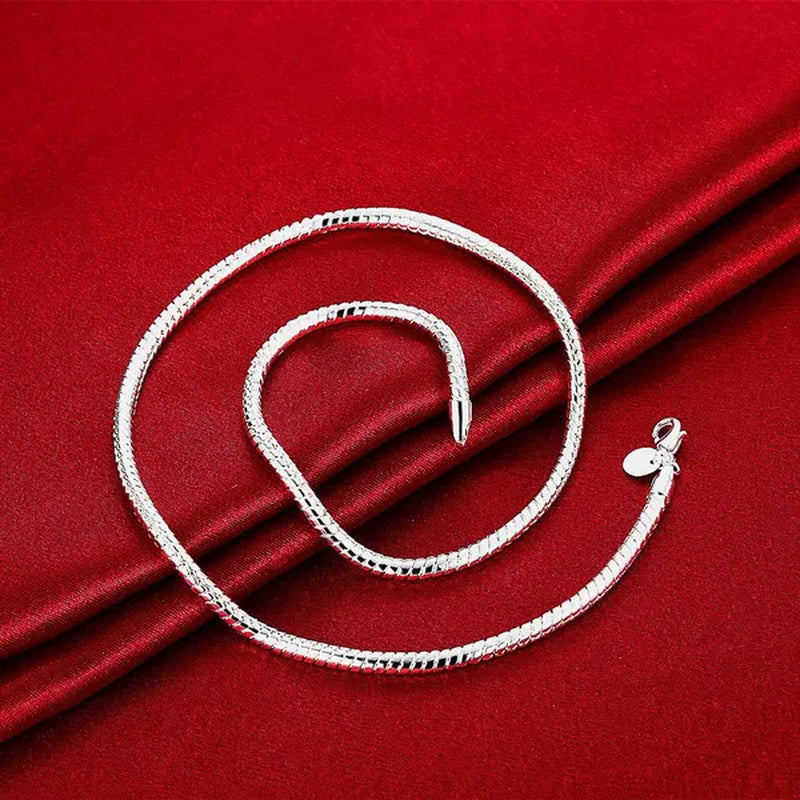 Men Women Snake Chain Necklace 925 Sterling Silver 1MM/2MM/3MM/4MM Thick Silver Necklaces Fashion Wedding Party Exquisite Jewelry(8-30Inch)