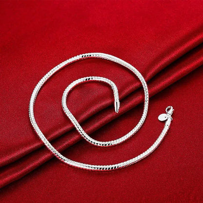 Men Women Snake Chain Necklace 925 Sterling Silver 1MM/2MM/3MM/4MM Thick Silver Necklaces Fashion Wedding Party Exquisite Jewelry(8-30Inch)