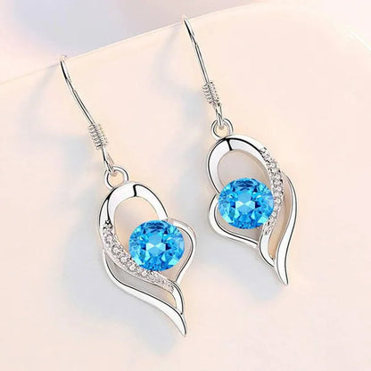 1 Pair Romantic and exquisite 925 standard Sterling Silver Diamond Love Earrings Love Heart Star White Sapphire Diamond Stud Earrings for Women Wedding Engagement Bride Jewelry Gift