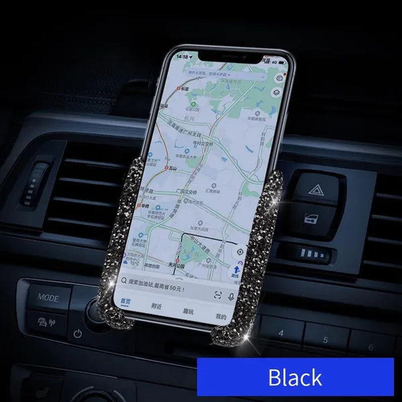 Car Phone Holder Women Diamond Crystal Car Air Vent Mount Clip Mobile Phone Holder Stand in Car Bracket Interior Accessories