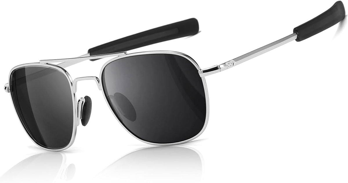 Men's Military Style Polarized Pilot Aviator Sunglasses Bayonet Temples