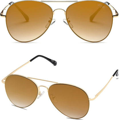 Classic Aviator Sunglasses for Women Men Metal Spring Hinges SJ1030