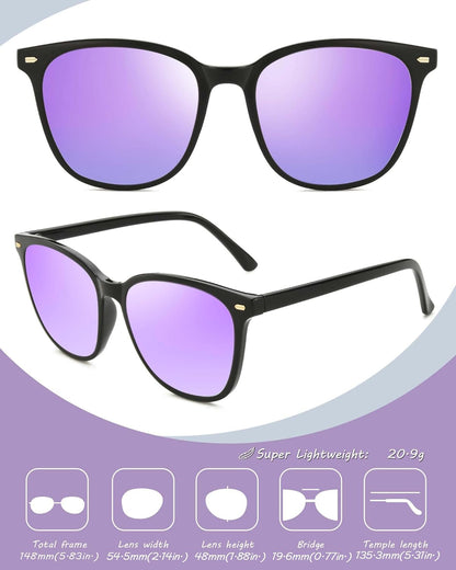 Polarized Sunglasses for Women, Square Mirrored Trendy Shades with UV Protection Reduce Glare Sun Glasses