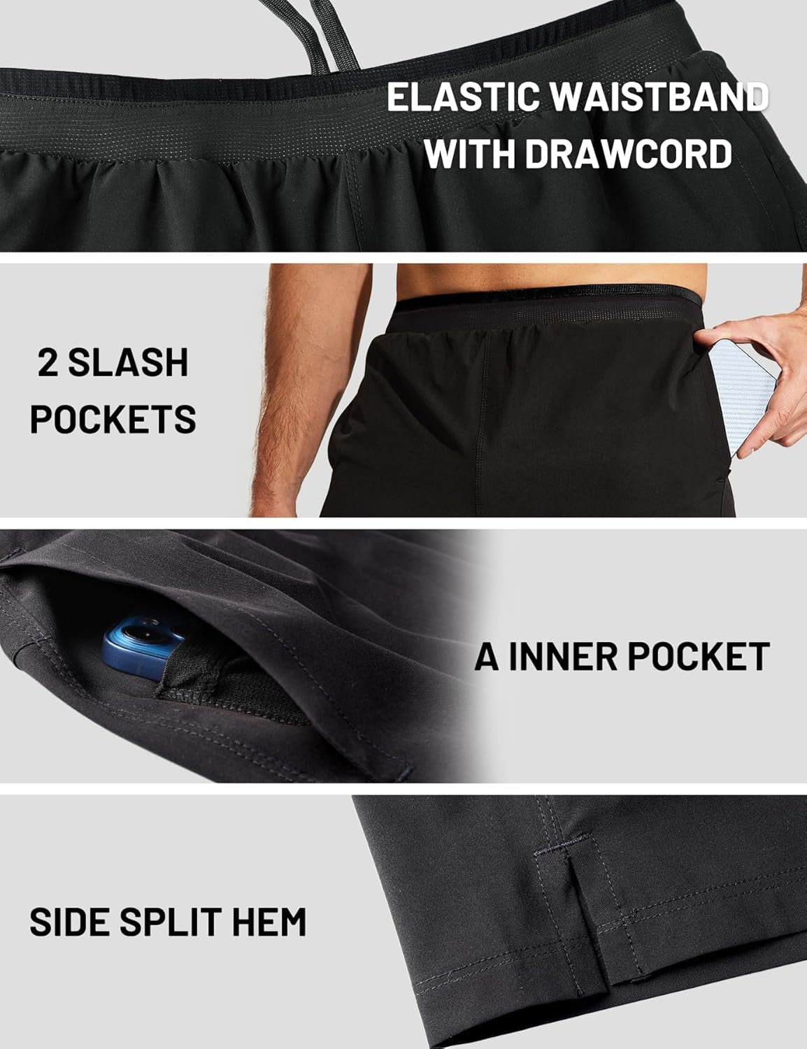 Men'S 2 in 1 Running Shorts with Liner 5" Quick Dry Gym Workout Athletic Shorts with Pockets, Lightweight, Breathable