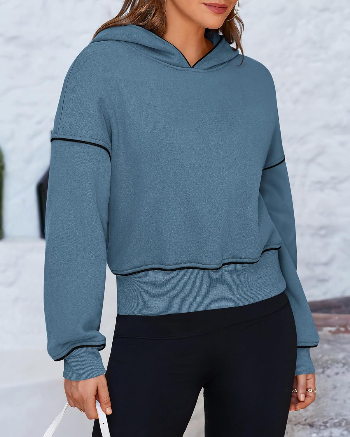 Women'S Casual Sweatshirt 2024 Fall Winter Clothes Long Sleeve Loose Fit Cropped Y2K Pullover Hoodies