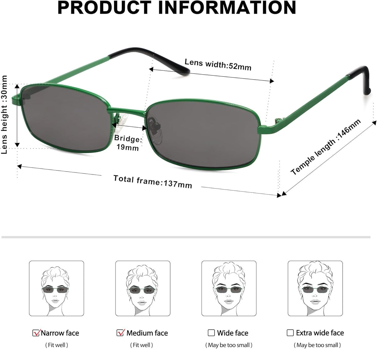 Small Y2K Narrow Rectangle Sunglasses Womens Mens Retro 80S 90S Skinny Sunnies SJ1187
