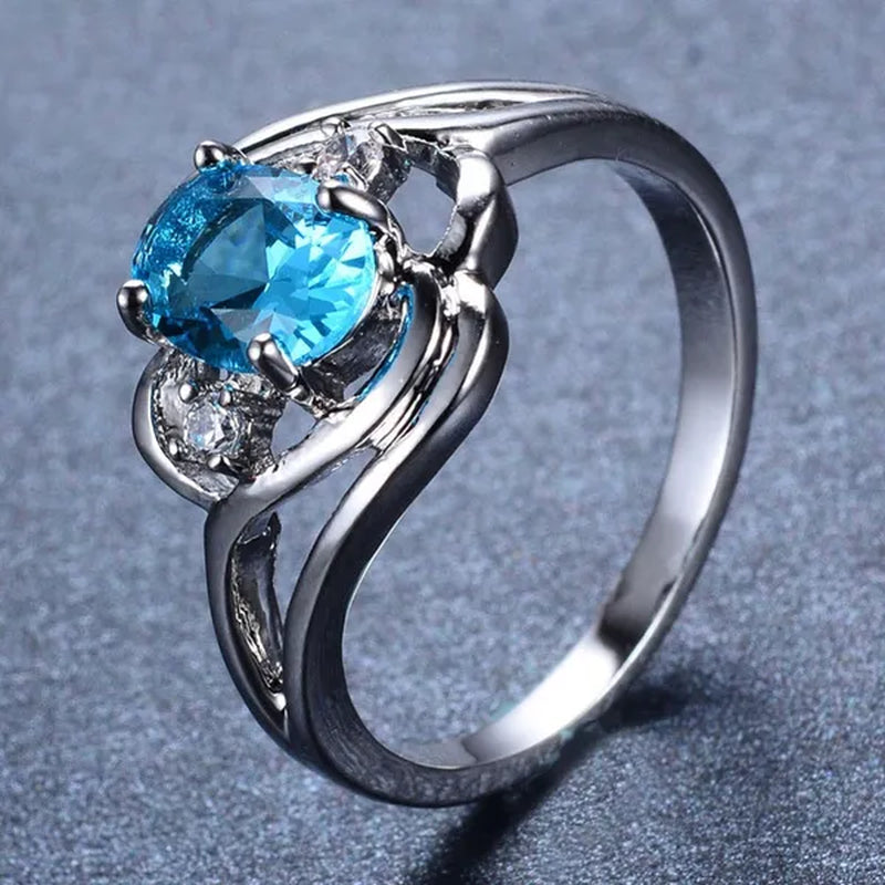Fashion Women 925 Sterling Silver Oval Cut Natural Red Ruby Gemstone Wedding Ring