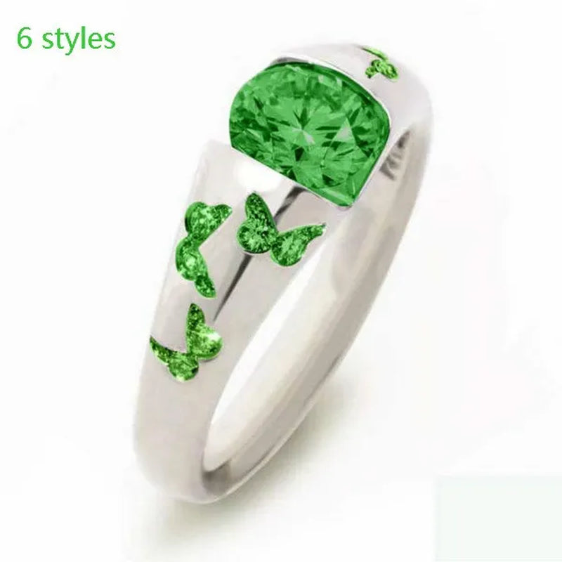 Latest Creative Lady Fashion Fresh Butterfly Ring  Elegant Temptation Princess Engagement Wedding Ring Anniversary Gift Birthday Party Jewelry Size US5-11 (6 colors)