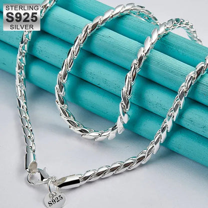 925 Sterling Silver Smooth Rope Snake Necklace Silver Chain for Woman Man Wedding Engagement Party Jewelry Gift