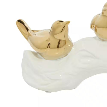 5 In. X 6 In. Gold Porcelain Bird Sculpture