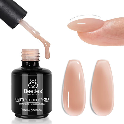 Beetles Builder Nail Gel 12 Pcs, 8-in-1 Pink Pastel Nude Gel Builder for Nails Beige White Colors Hard Gel Builder Extension Gel Nail Strengthener Nail Art Design Spring Gifts for Girls and Women