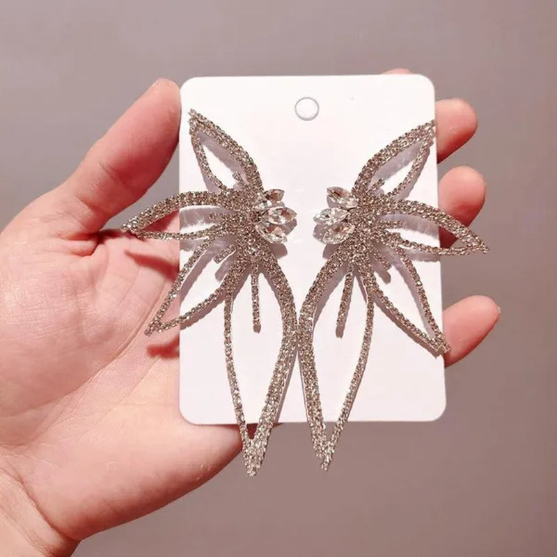 New Exaggerated Rhombus Glitter Crystal Diamond Earrings Creative Fashion Ladies Pendant Earrings Jewelry
