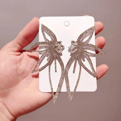 New Exaggerated Rhombus Glitter Crystal Diamond Earrings Creative Fashion Ladies Pendant Earrings Jewelry