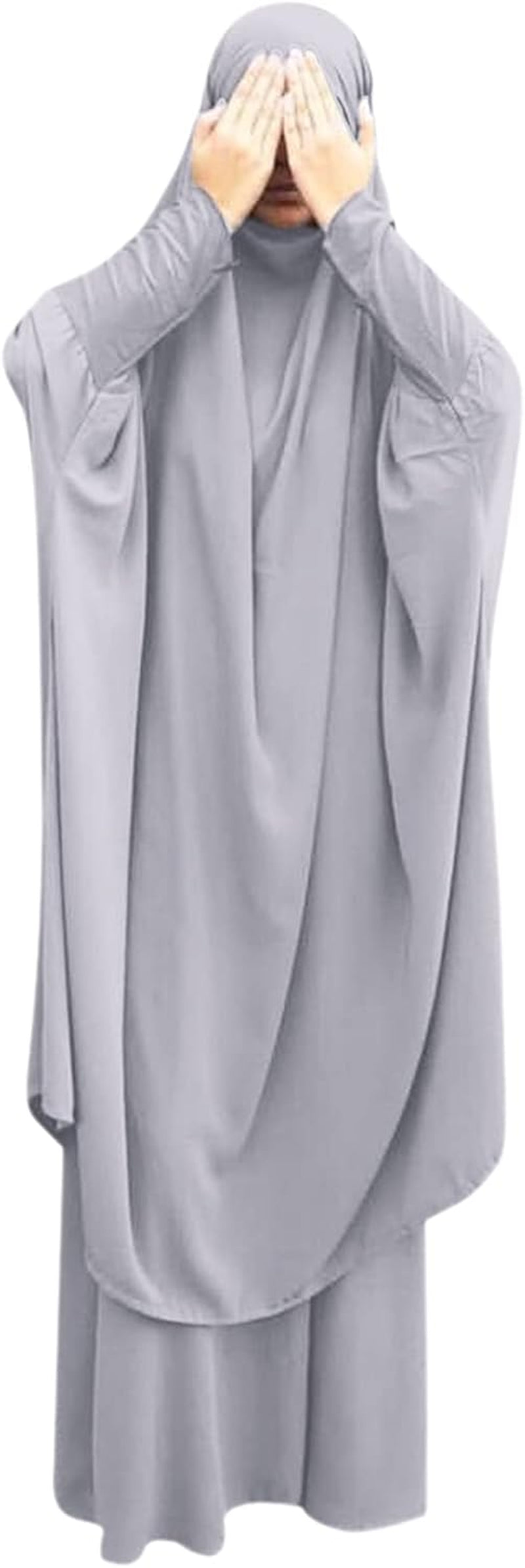 Prayer Clothes for Muslim Women Islamic Abaya Suit Maxi Skirt + Khimar Hijab 2Pcss Burka Jilbab Kaftan