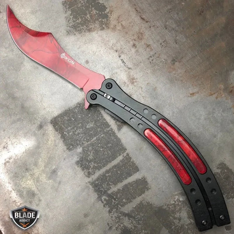 9.5" Tactical CSGO Spring Assisted Folding Open Blade Pocket Knife - Red Ruby