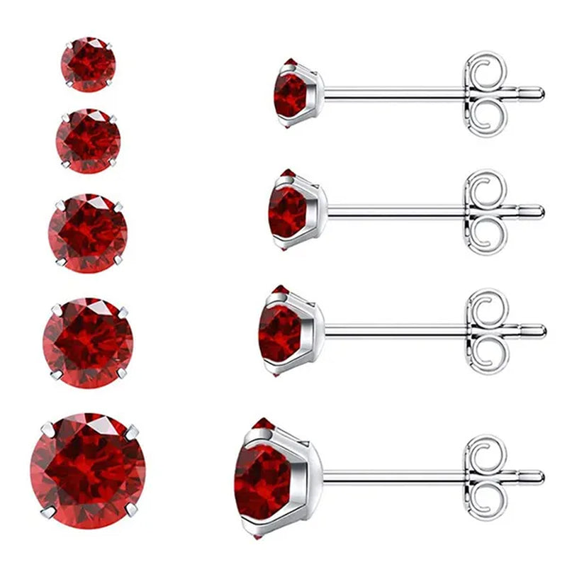 1 Pairs 3-8Mm Unisex Stud Earrings, 316L Stainless Steel round Cubic Zirconia Stud Earring, Ear Cartilage Piercing Earrings 9 Zircon Colors