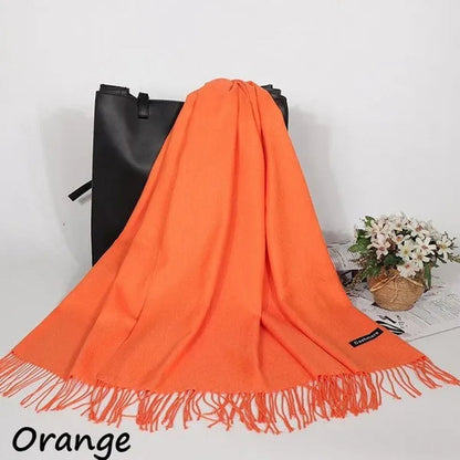 200X*70cm Fashion Solid Color Women Scarf Winter Hijabs Tassels Long Lady Shawls Cashmere Like Pashmina Hijabs Scarves Wraps