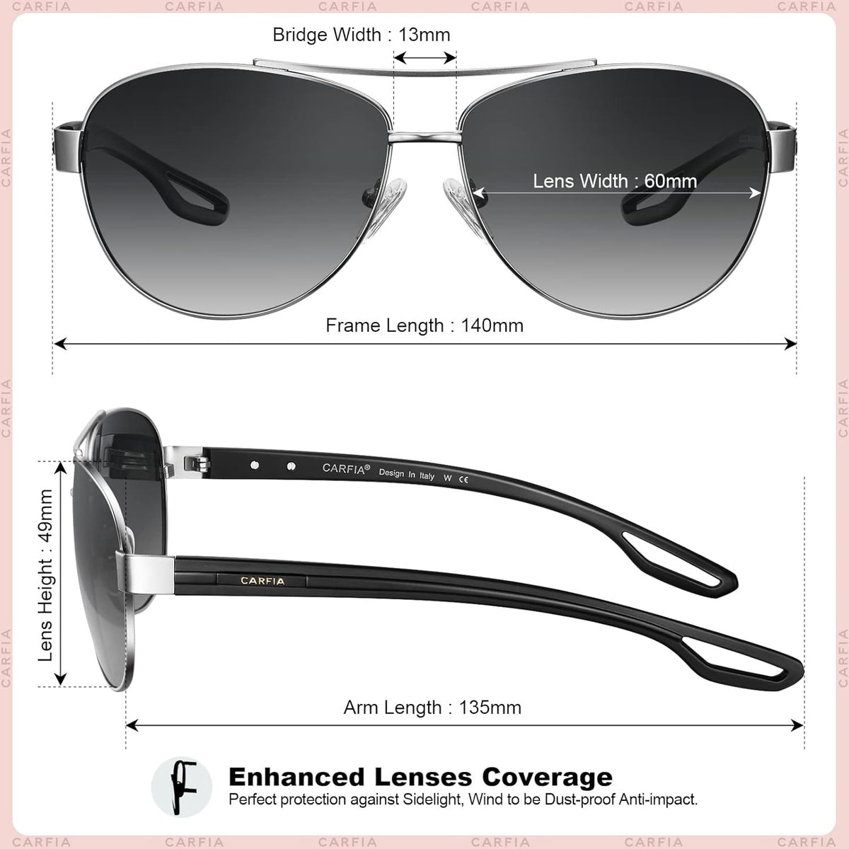 Polarized Sunglasses for Women UV Protection Ultra-Lightweight Comfort Metal Frame Driving Glasses CA3210